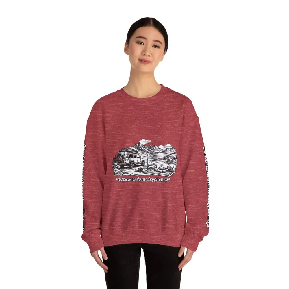 7451942754552313995_2048.jpeg Unisex Heavy Blend™ Crewneck Sweatshirt — "Lets make Someday, Today?" Design Minimal-Line