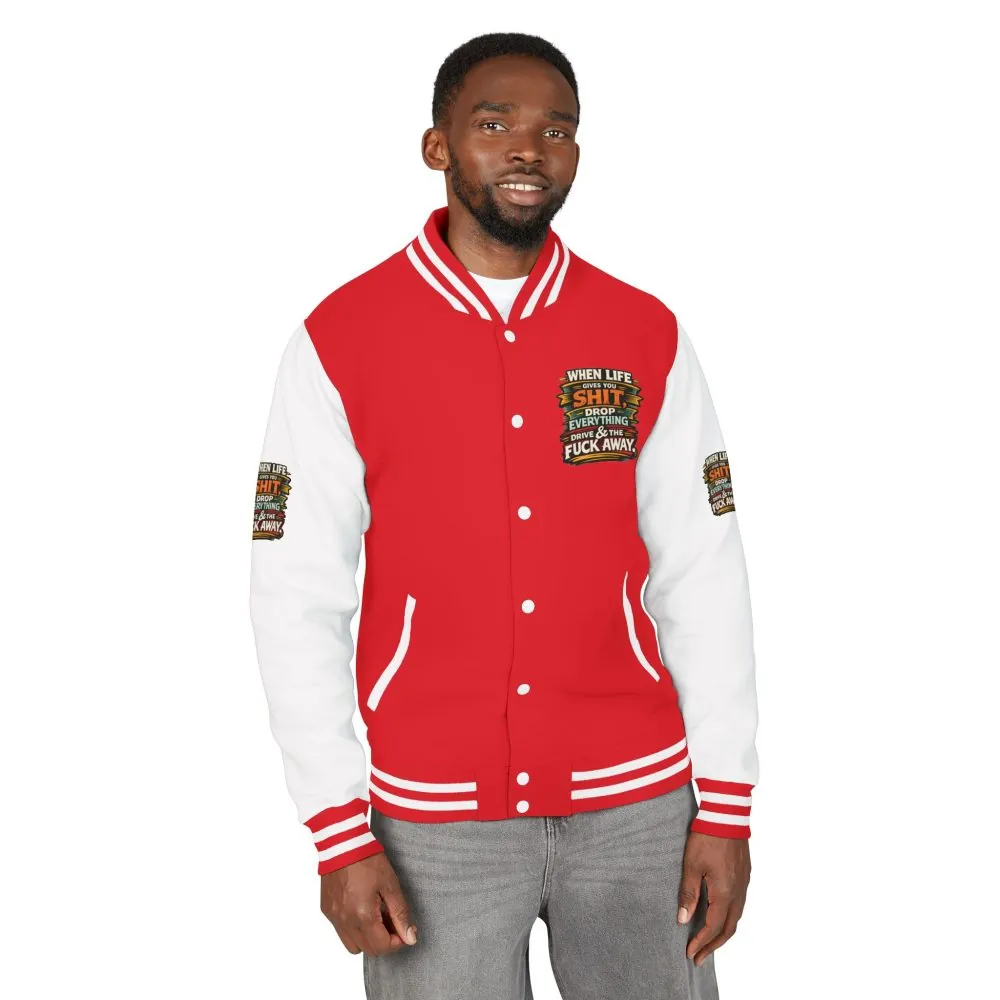 Unisex Heavyweight Letterman Jacket — "When Live Gives You Shit" Design F**K-Line