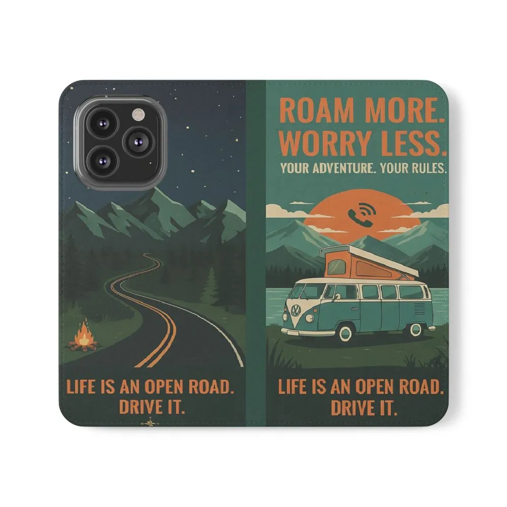 7467845524896831636_2048.jpeg Flip Phone Case — "Roam More Worry Less - Life Is An Open Road" Phone Wallet