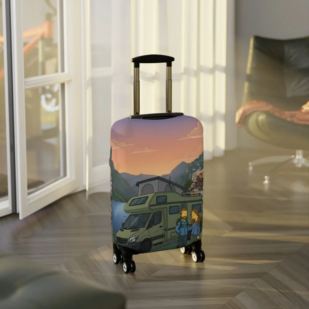 Luggage Cover — Adventure Camper Sketch Travel Suitcase(Design Sitcom-Line)