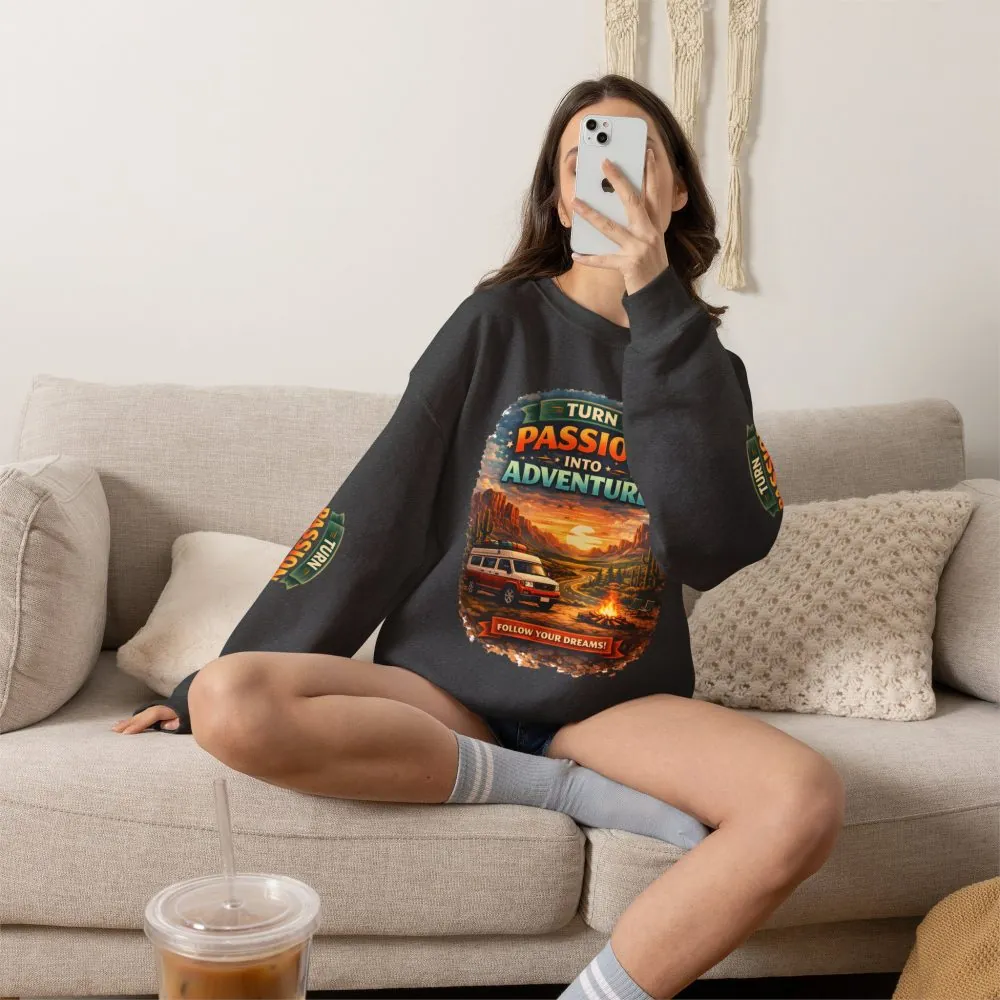 7480824625117391405_2048.jpeg Unisex Heavy Blend™ Crewneck Sweatshirt — "Turn Passion Into Adventure" Design Scenic-Line