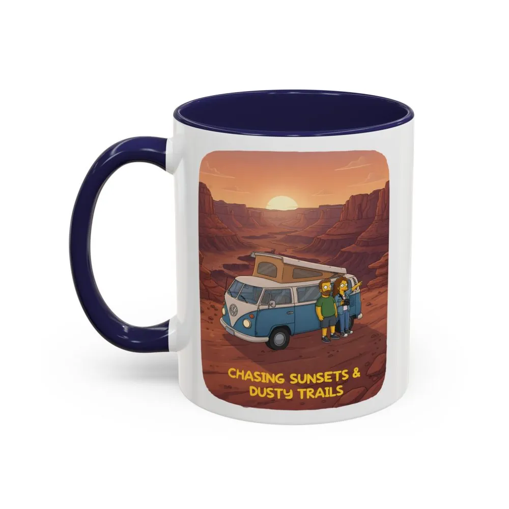 7482284688259994202_2048.jpeg Accent Coffee Mug (11, 15oz) — "Chasing Sunsets And Dusty Trails" Design Sitcom-Line