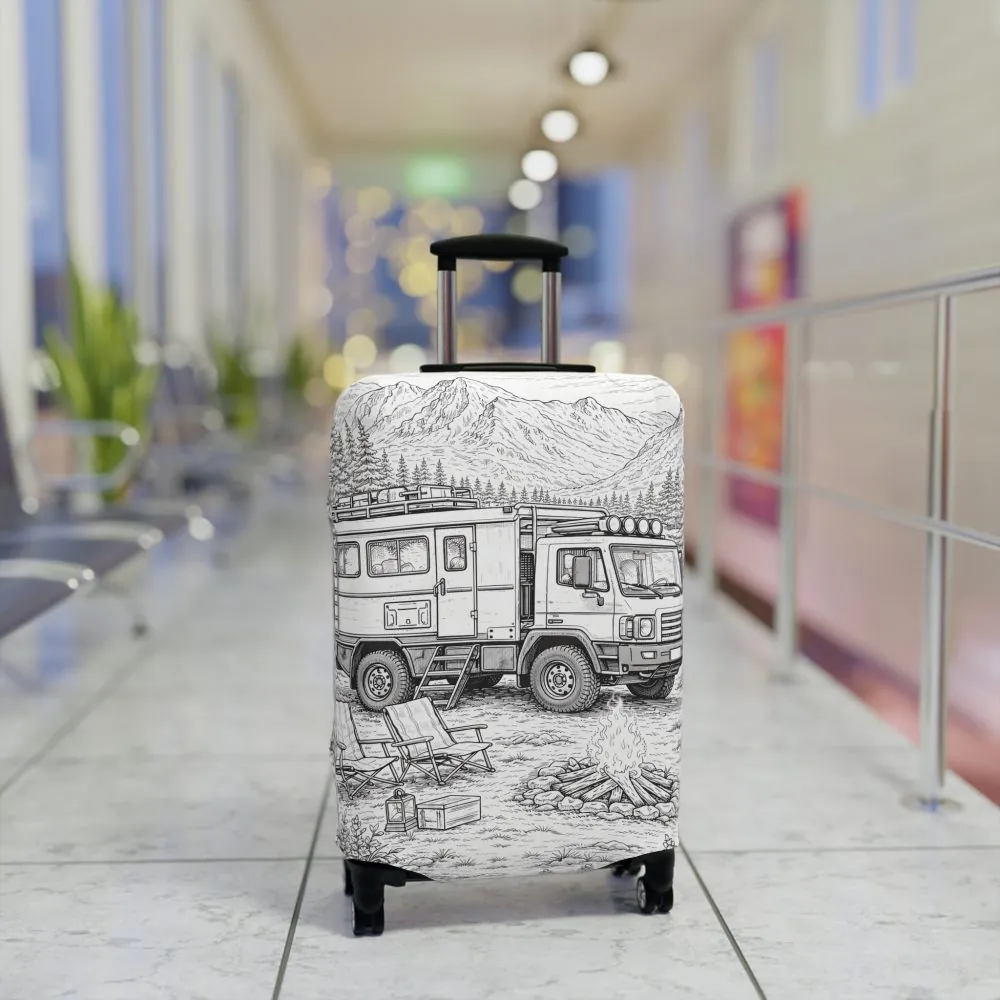 748991603145278123_2048.jpeg Luggage Cover — Adventure Camper Sketch Travel Suitcase