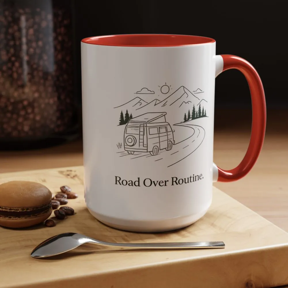 7494522146237852965_2048.jpeg Accent Coffee Mug (11, 15oz) — "Road Over Routine" Design Minimal-Line