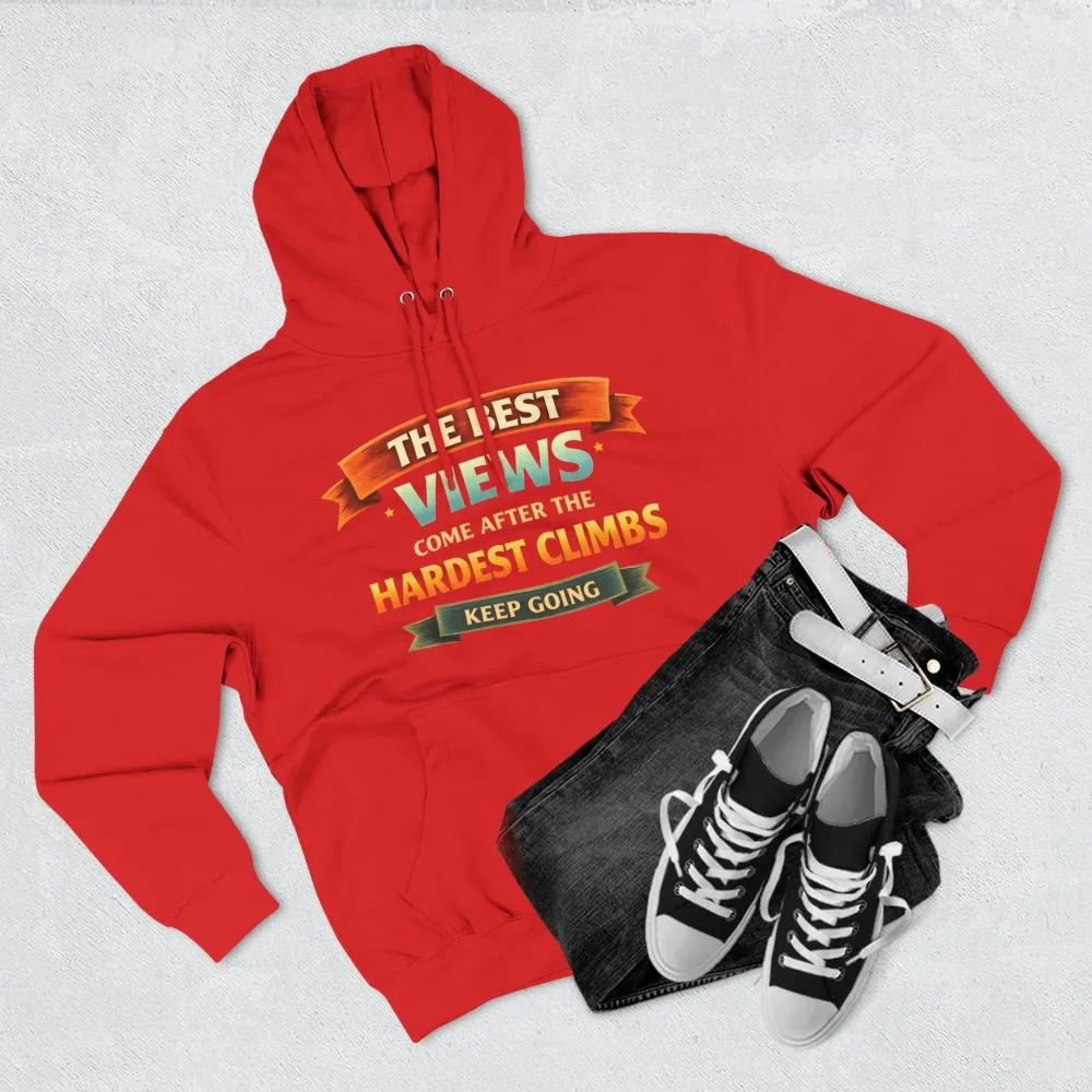 Three-Panel Fleece Hoodie - "The Best Views" Design Scenic-Line
