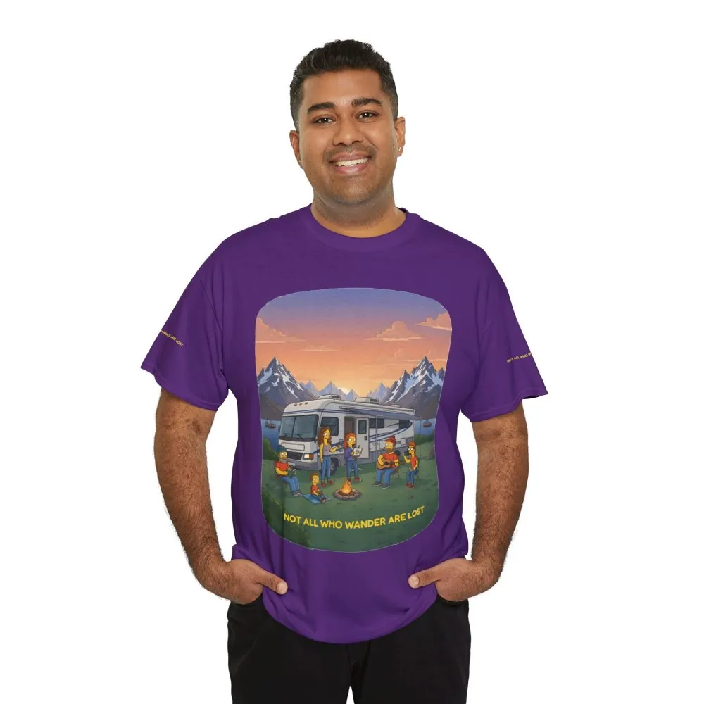 Unisex Heavy Cotton Tee — "Not All Who Wander Are Lost" Design Sitcom-Line