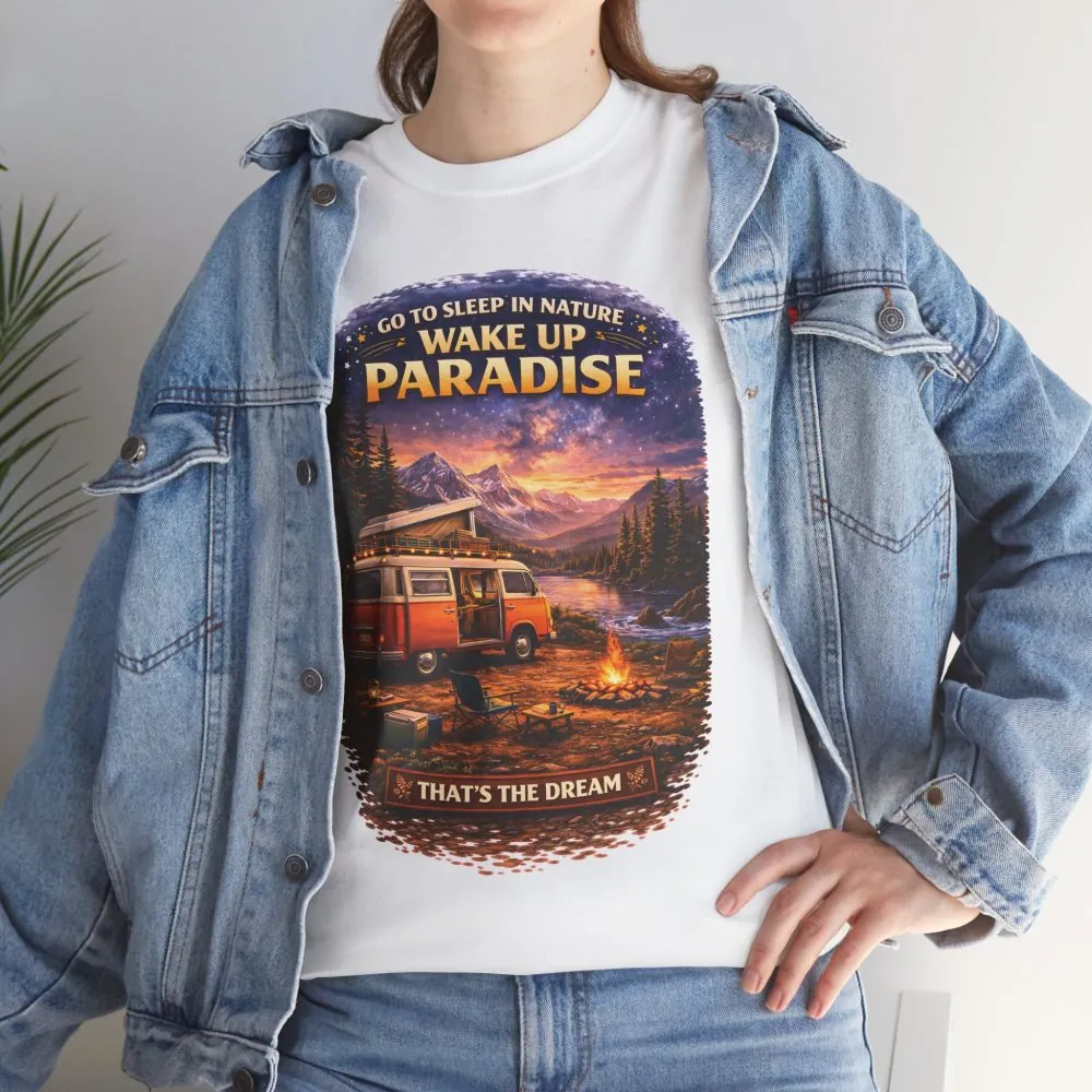 Unisex Heavy Cotton Tee — "Go Sleep In Nature" Design Scenic-Line
