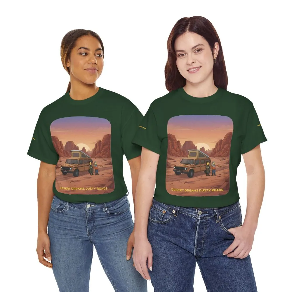 Unisex Heavy Cotton Tee — "Desert Dreams Dusty Roads" Design Sitcom-Line