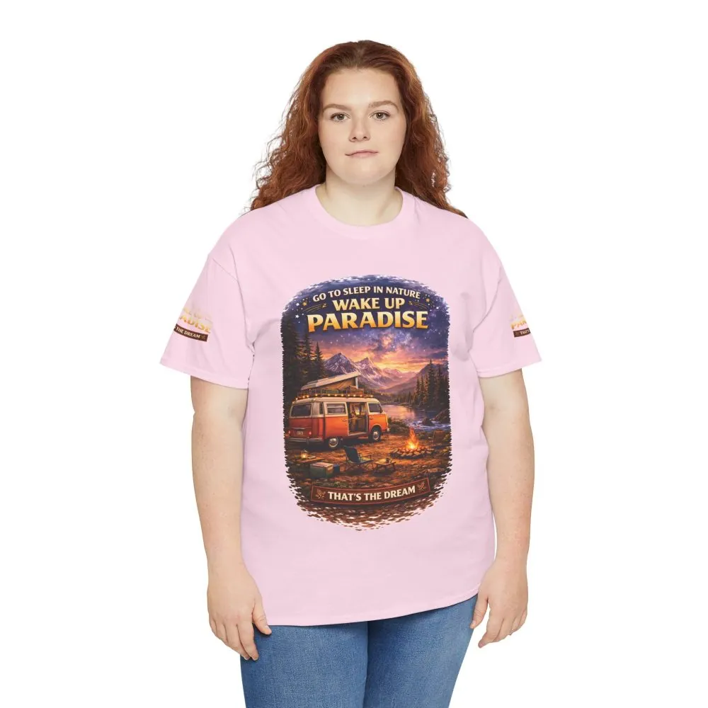 Unisex Heavy Cotton Tee — "Go Sleep In Nature" Design Scenic-Line