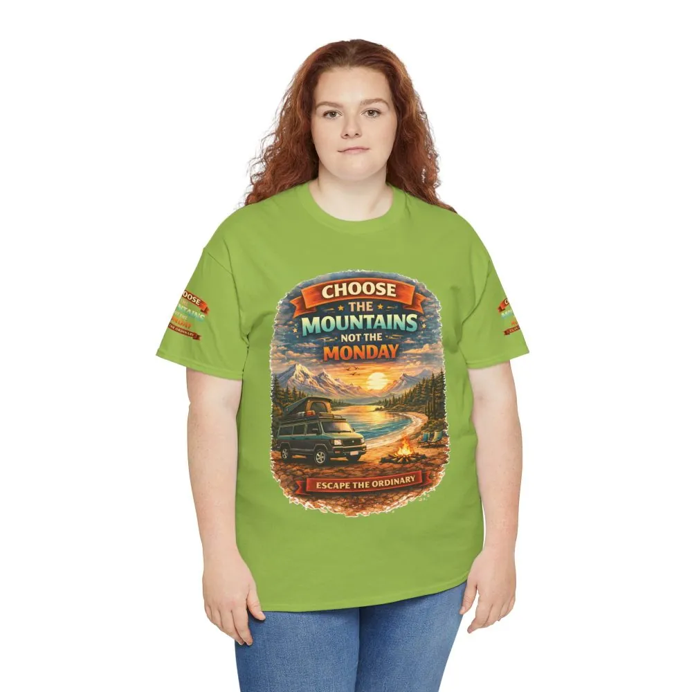 Unisex Heavy Cotton Tee — "Choose The Mountens" Design Scenic-Line