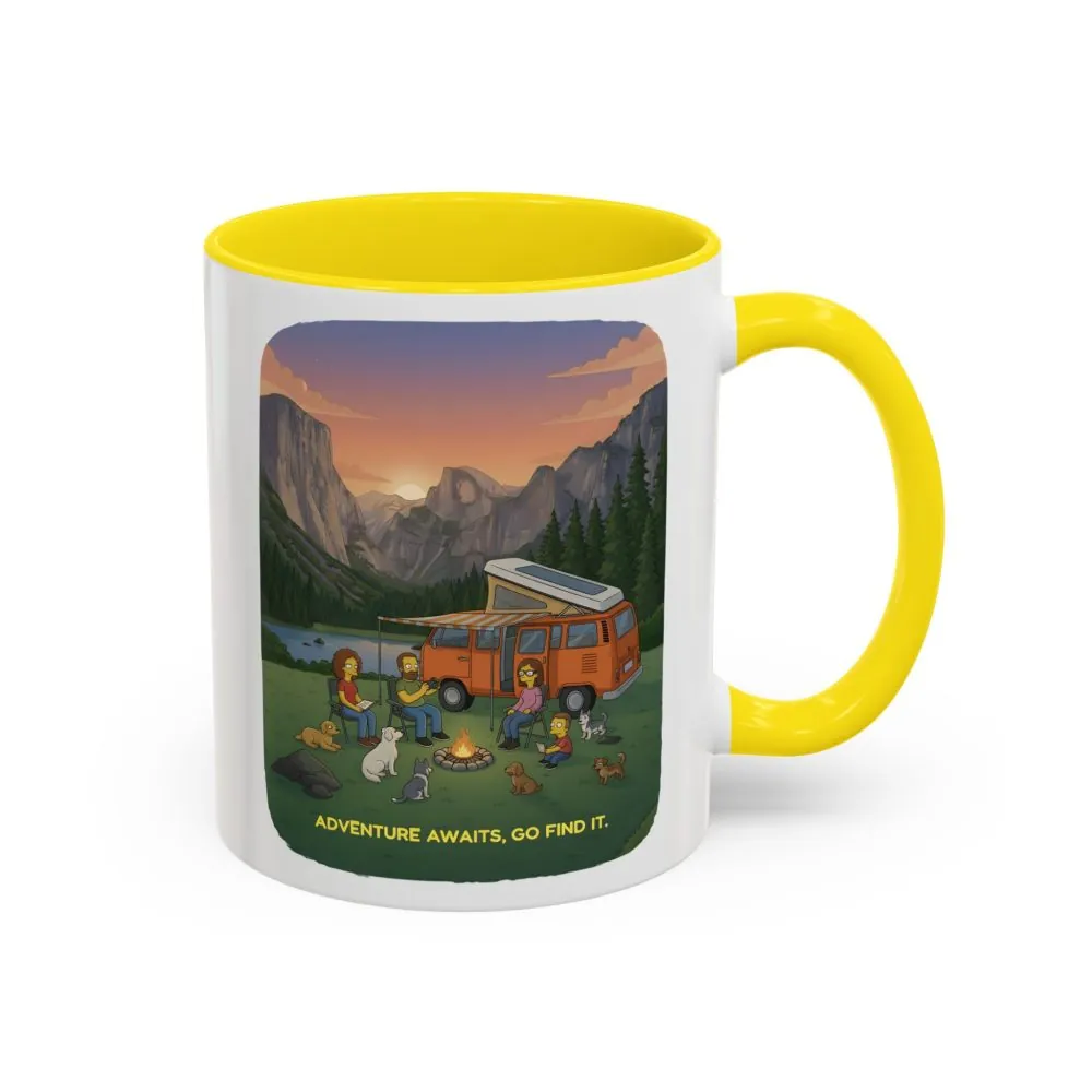 Accent Coffee Mug (11, 15oz) — "Adventure Awaits-Go Find It"" Design Sitcom-Line