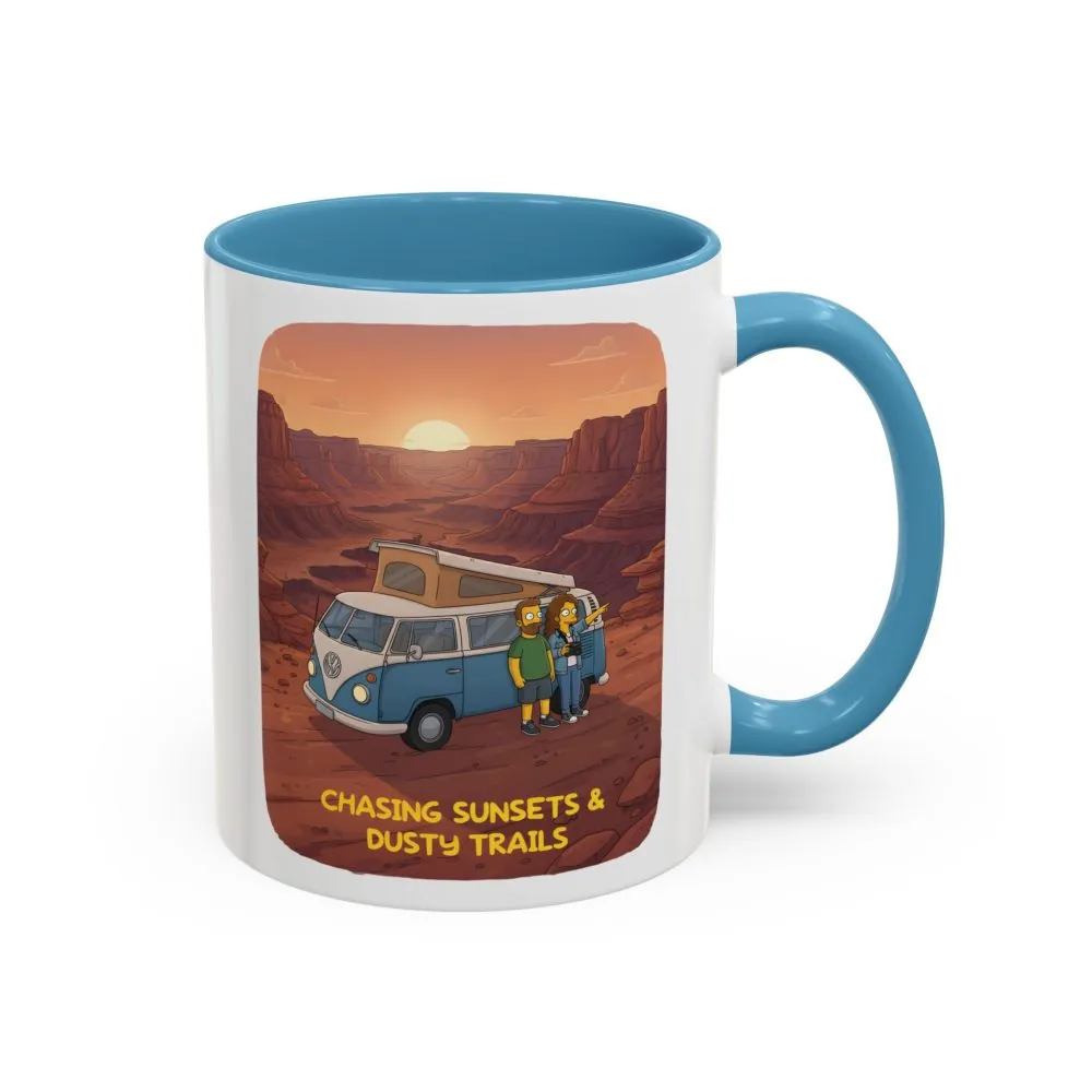 7542178004822697477_2048.jpeg Accent Coffee Mug (11, 15oz) — "Chasing Sunsets And Dusty Trails" Design Sitcom-Line