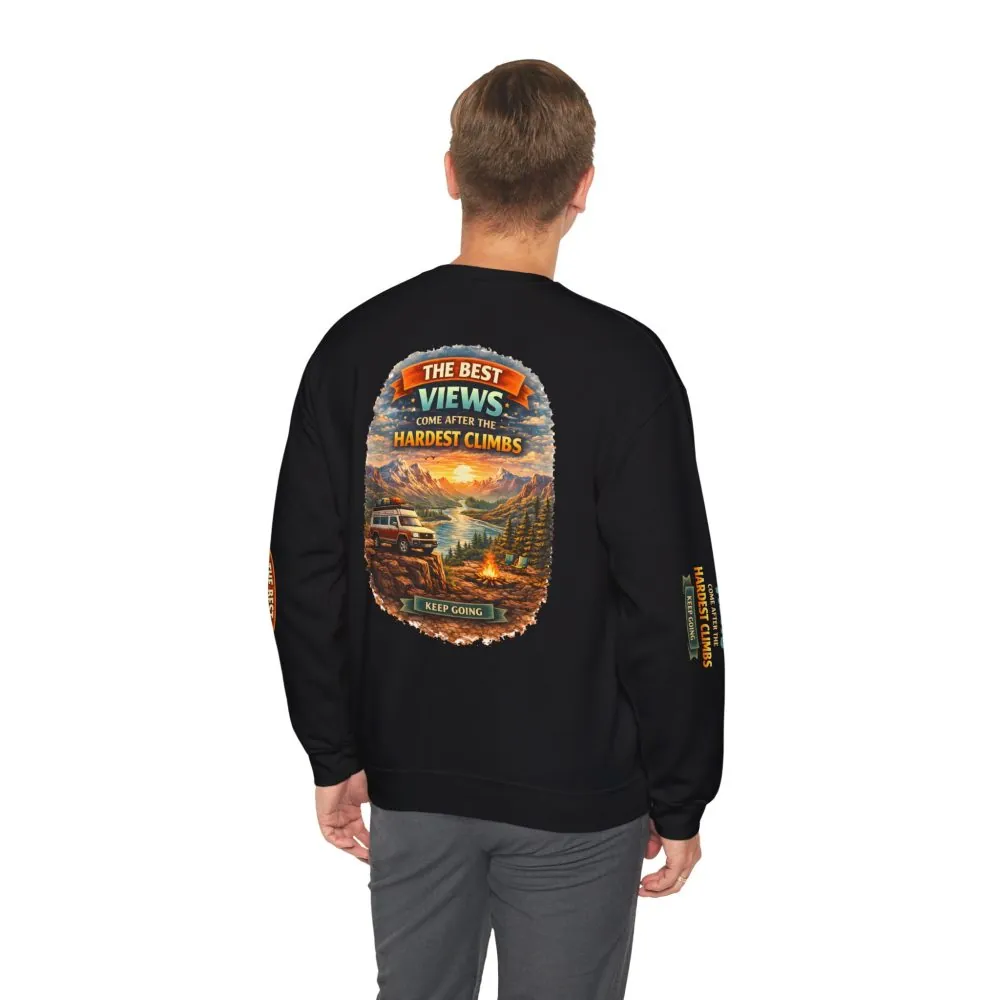 Unisex Heavy Blend™ Crewneck Sweatshirt — "The Best Views" Design Scenic-Line