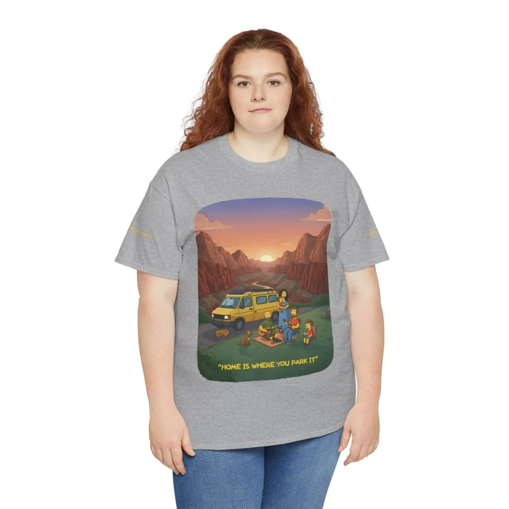 Unisex Heavy Cotton Tee — "Home Is Where You Park It" Design Sitcom-Line