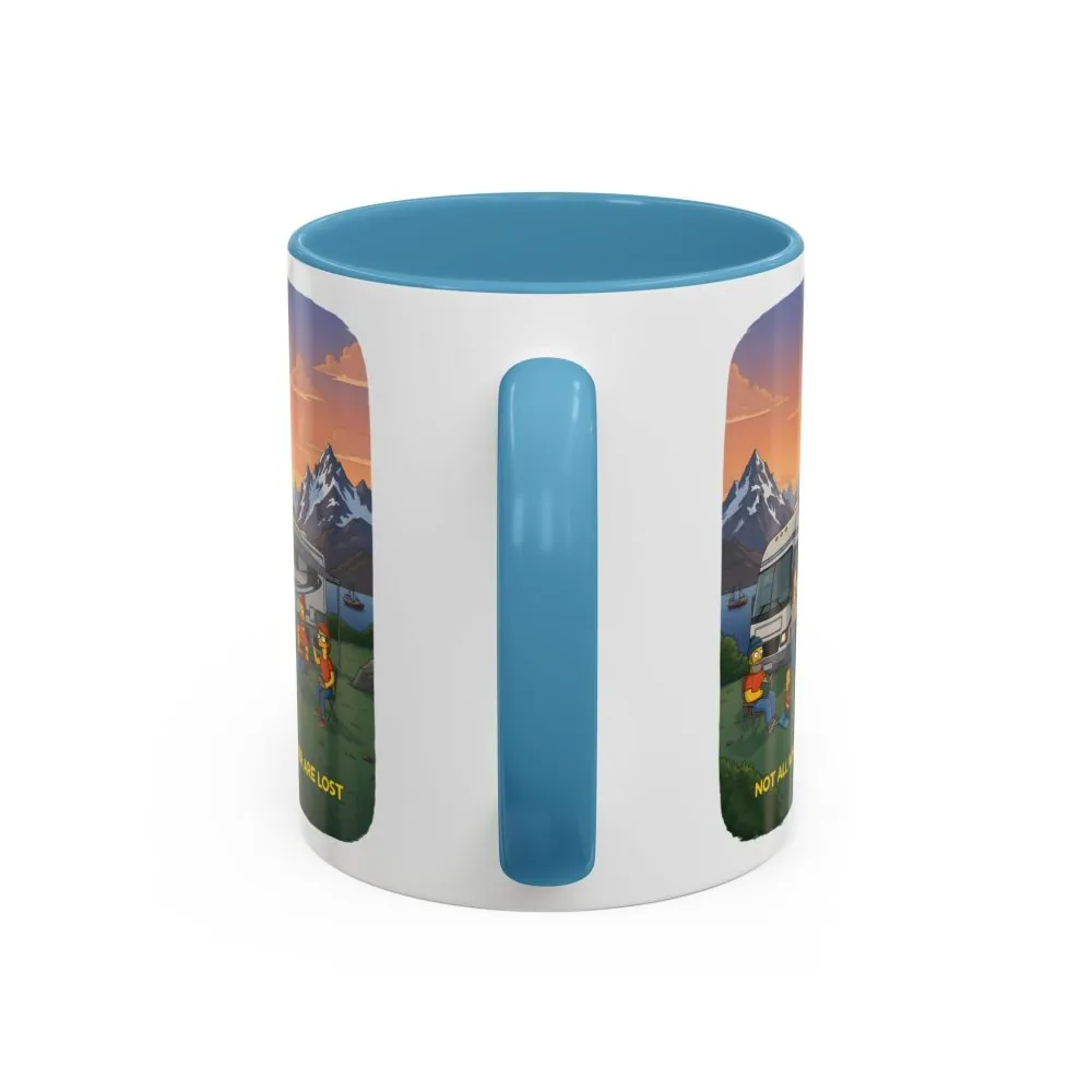 Accent Coffee Mug (11, 15oz) — "Not All Who Wander Are Lost" Design Sitcom-Line