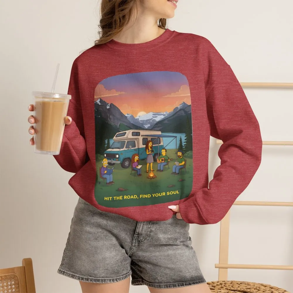 Unisex Heavy Blend™ Crewneck Sweatshirt — "Hit The Road-Find Your Soul" Design Sitcom-Line