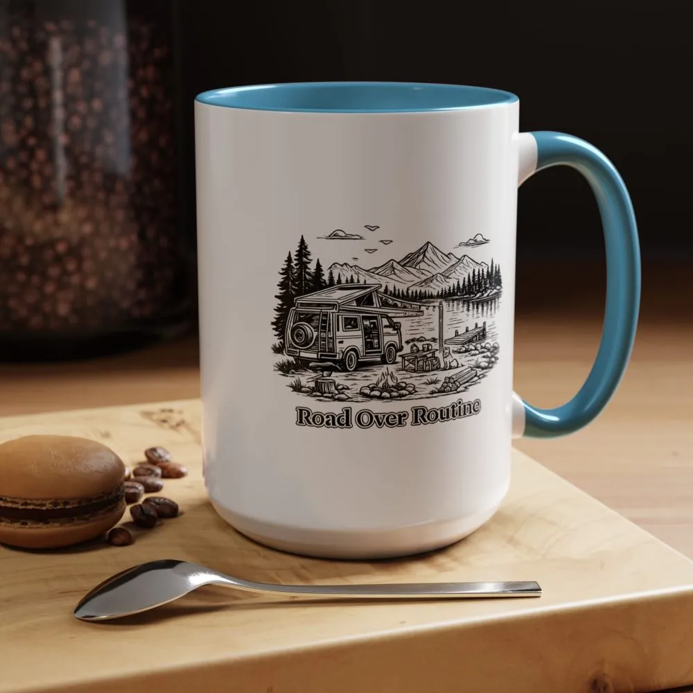 755386059746357767_2048.jpeg Accent Coffee Mug (11, 15oz) — "Road Over Routine" Design Minimal-Line