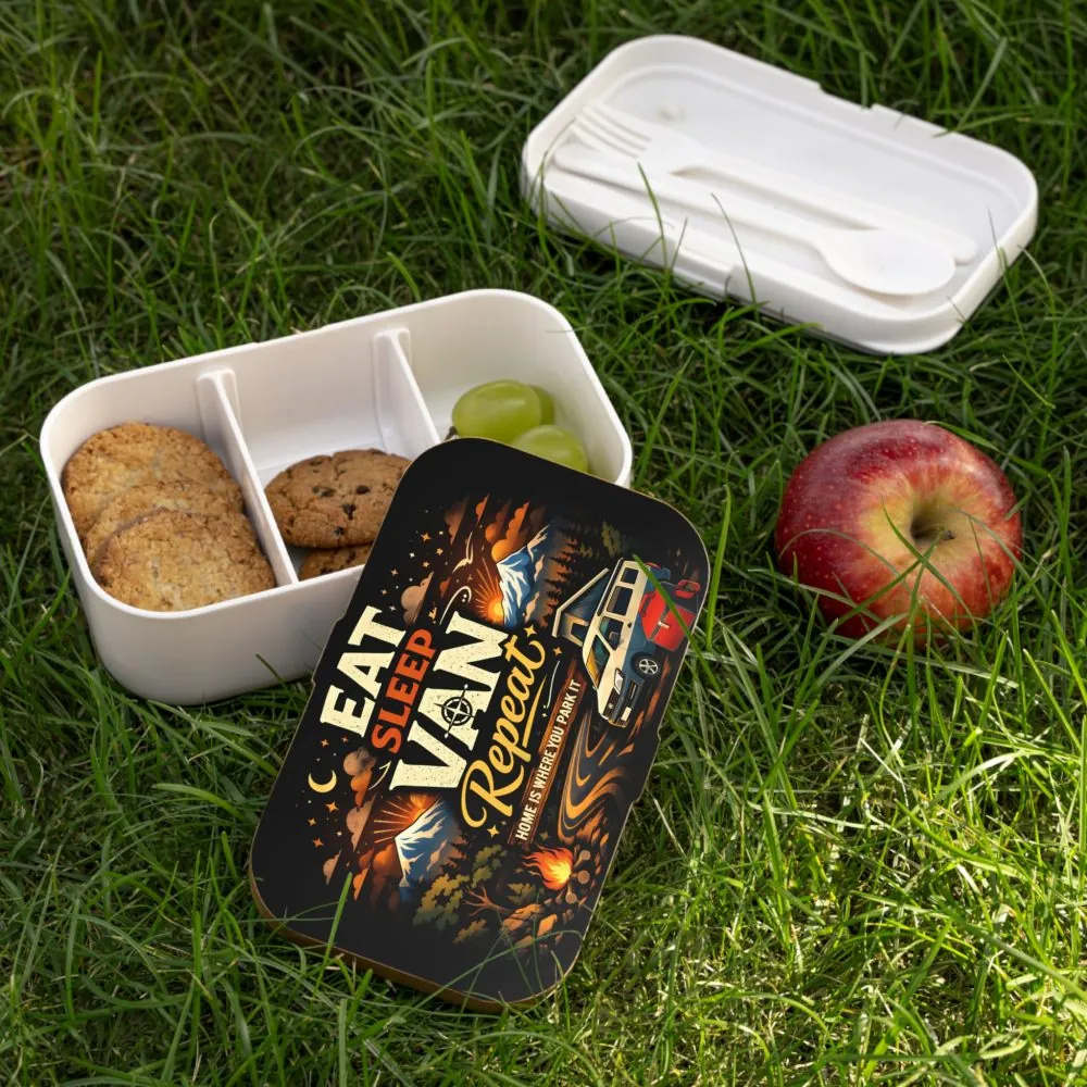 Adventure Camper Bento Box — "Eat Sleep Van Repeat" Camping Lunchbox for Vanlife & Outdoor Lovers