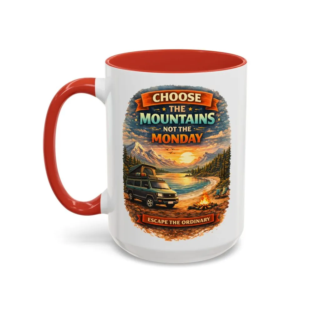 Accent Coffee Mug (11, 15oz) — "Choose The Mountens" Design Scenic-Line