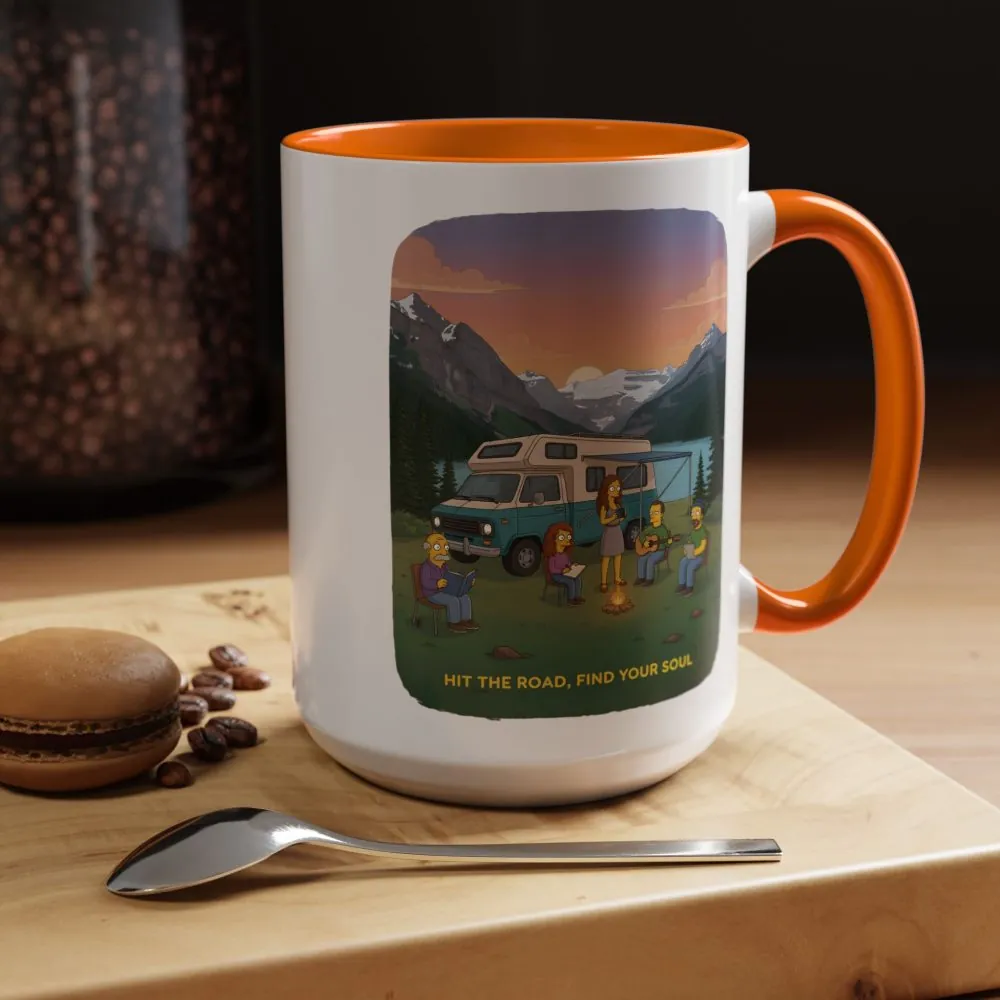 Accent Coffee Mug (11, 15oz) — "Hit The Road-Find Your Soul" Design Sitcom-Line