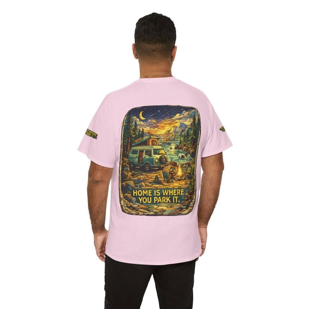 Unisex Heavy Cotton Tee — "Home Is Where You Park It" Design Cubic-Line