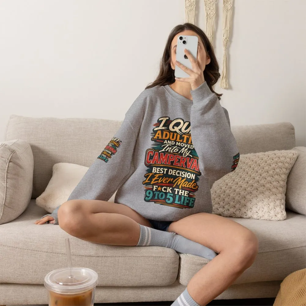 Unisex Heavy Blend™ Crewneck Sweatshirt — "I Quit Adulting" Design F**K-Line