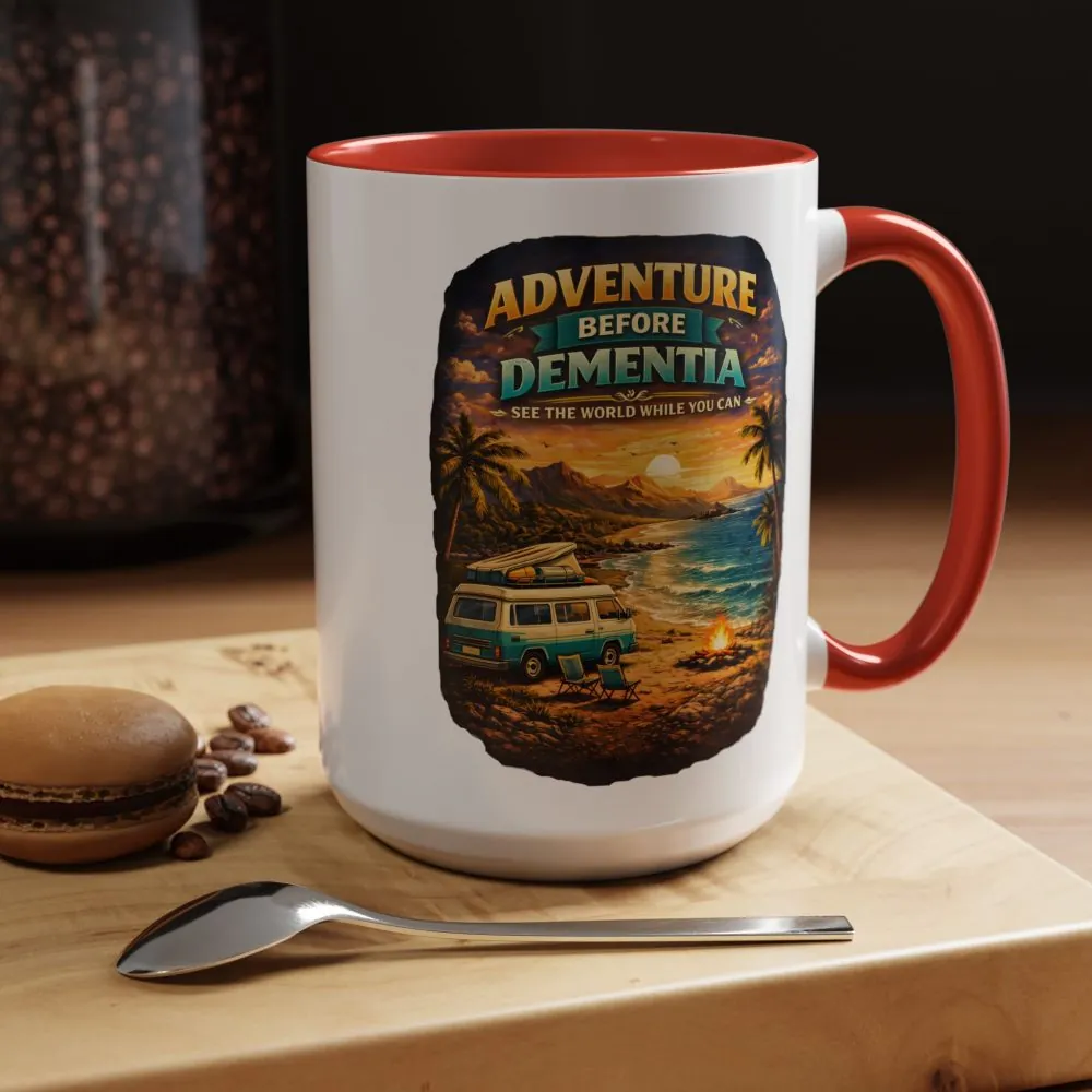 Accent Coffee Mug (11, 15oz) — "Adventure Before Dementia" Design Scenic-Line
