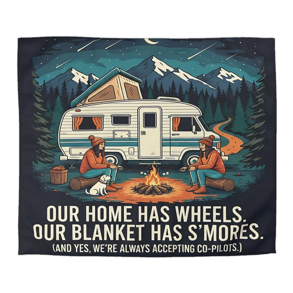 Duvet Cover — "Our Home Has Wheels, Our Blanket Has S'mores" Camping Bedding