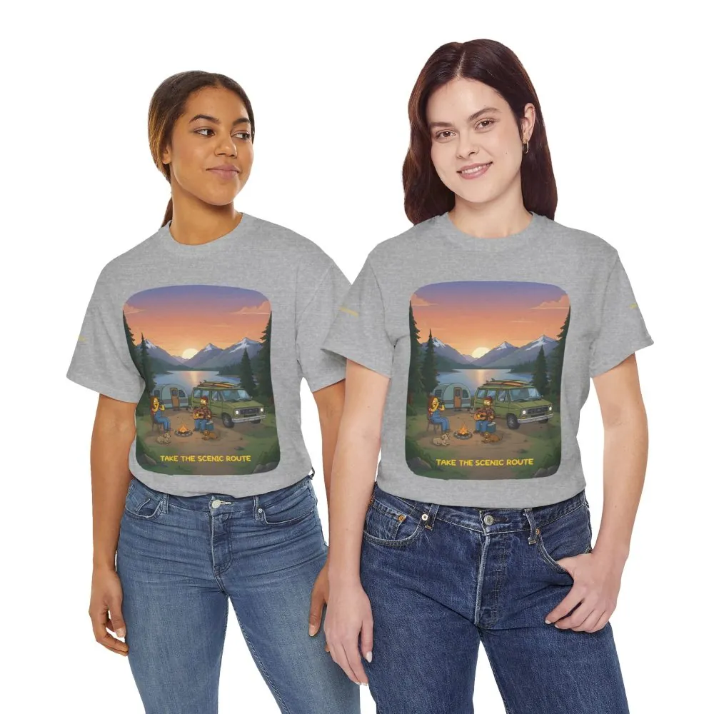 Unisex Heavy Cotton Tee — "Take The Scenic Route" Design Sitcom-Line
