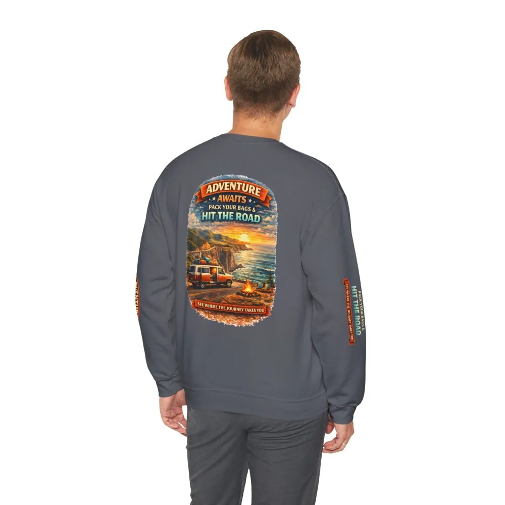 759629464432549858_2048.jpeg Unisex Heavy Blend™ Crewneck Sweatshirt — "Adventure Awaits-Pack Your Bags" Design Scenic-Line