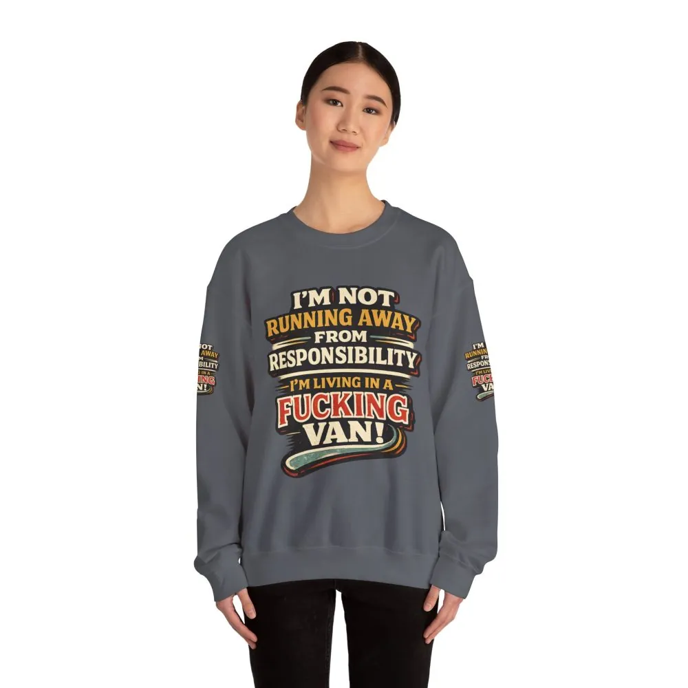 Unisex Heavy Blend™ Crewneck Sweatshirt — "I`m Not running Away" Design F**K-Line