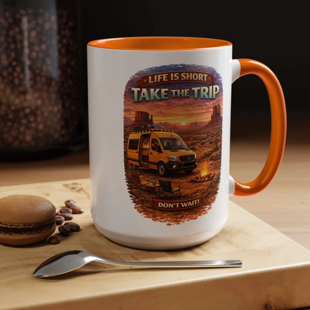 Accent Coffee Mug (11, 15oz) — "Live Is Short Take The Trip" Design Scenic-Line