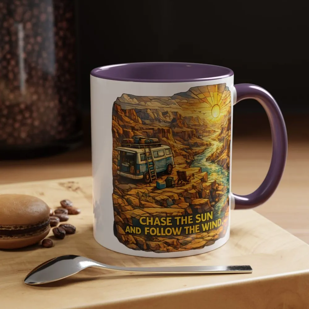 7613373648873526668_2048.jpeg Accent Coffee Mug (11, 15oz) — "Chase The Sun And Follow The Wind" Design Cubic-Line