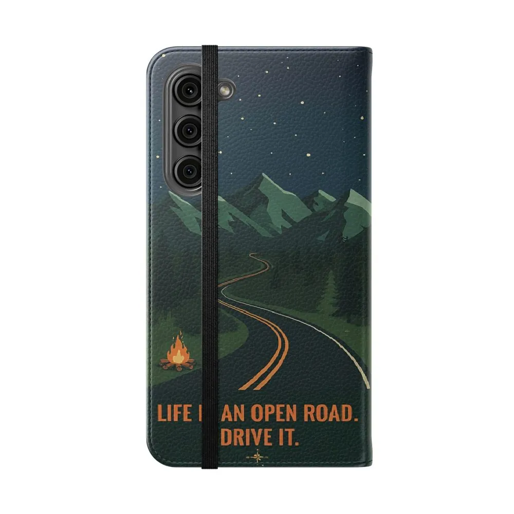 7614247019761701641_2048.jpeg Flip Phone Case — "Roam More Worry Less - Life Is An Open Road" Phone Wallet