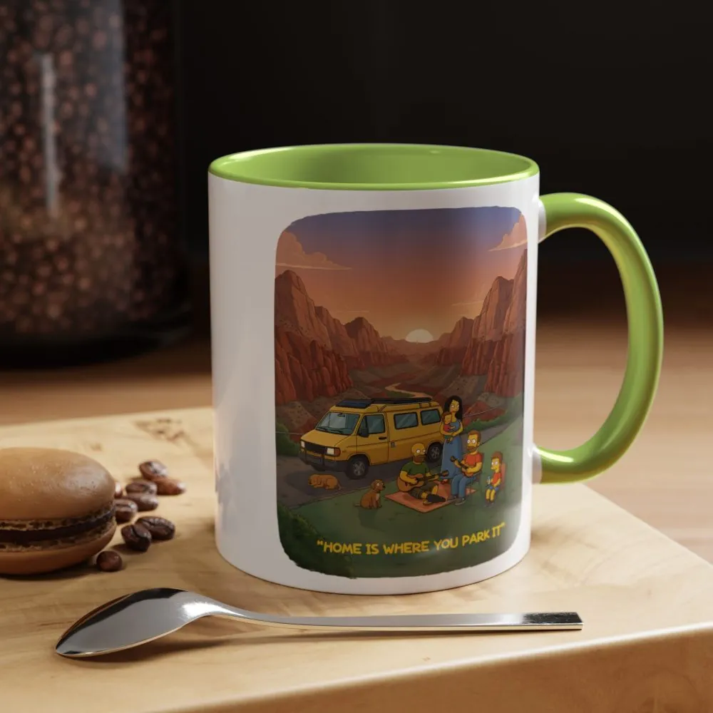 Accent Coffee Mug (11, 15oz) — "Home Is Where You Park It" Design Sitcom-Line