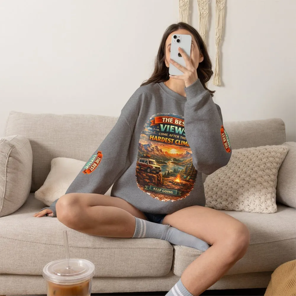 Unisex Heavy Blend™ Crewneck Sweatshirt — "The Best Views" Design Scenic-Line