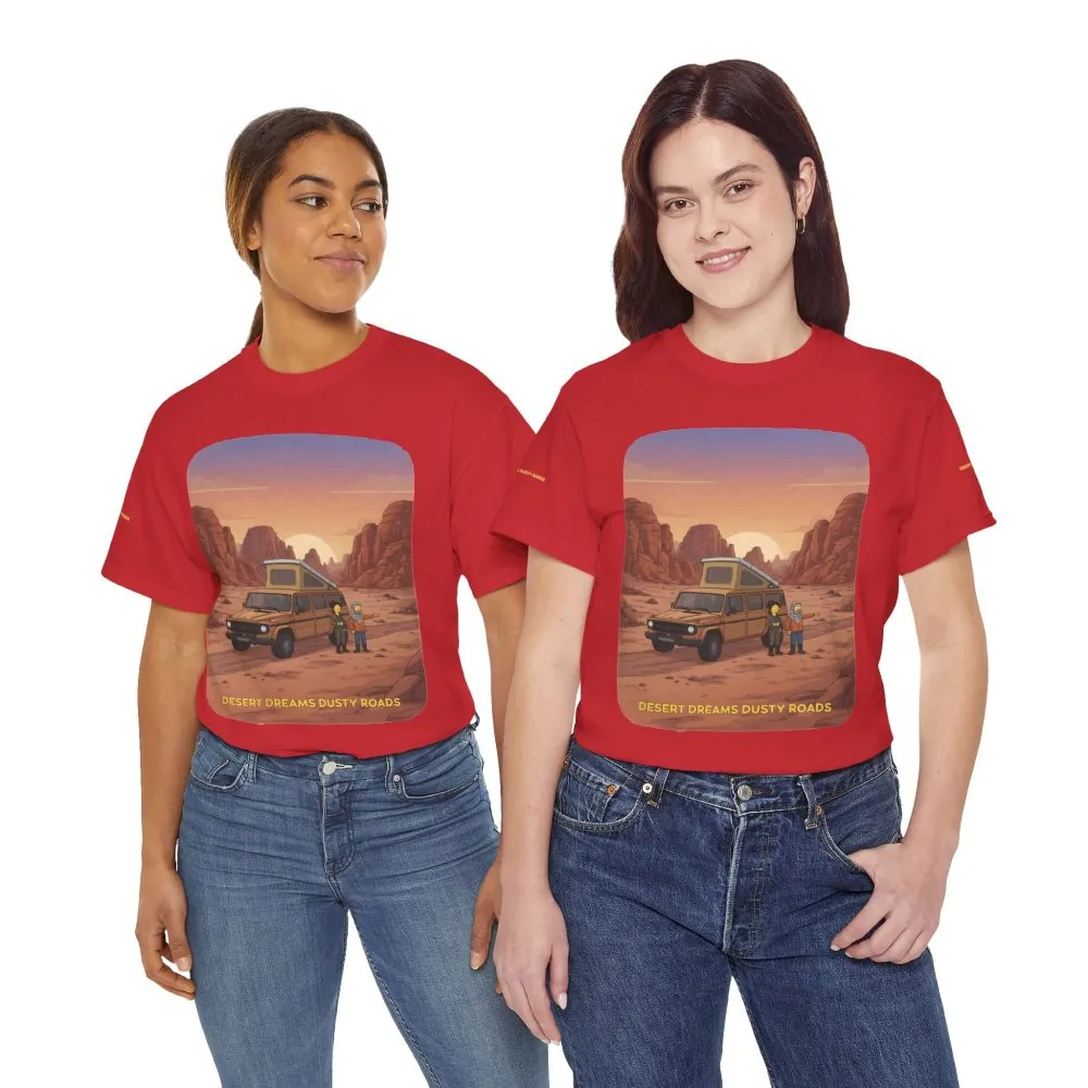 Unisex Heavy Cotton Tee — "Desert Dreams Dusty Roads" Design Sitcom-Line