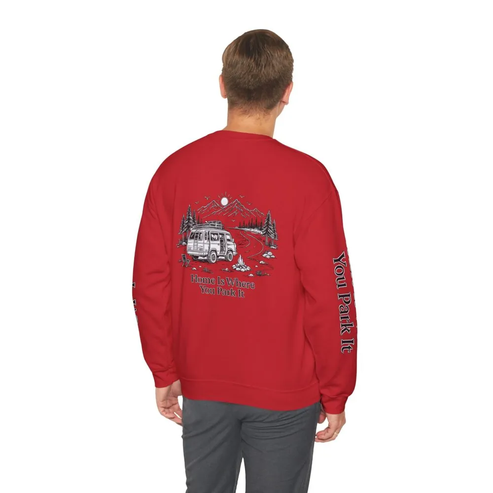 7623108502891190273_2048.jpeg Unisex Heavy Blend™ Crewneck Sweatshirt — "Home Is Where You Park It" Design Minimal-Line
