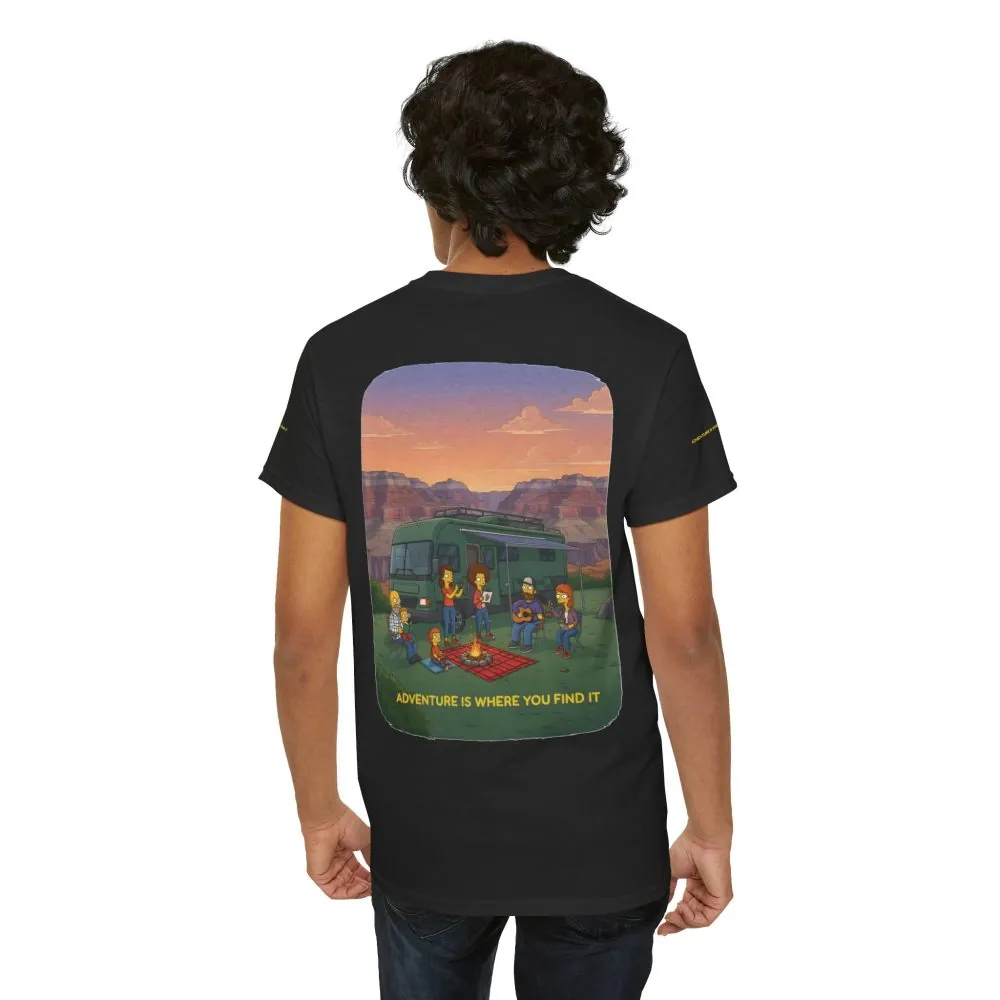 Unisex Heavy Cotton Tee — "Adventure Is Where You Find It" Design Sitcom-Line