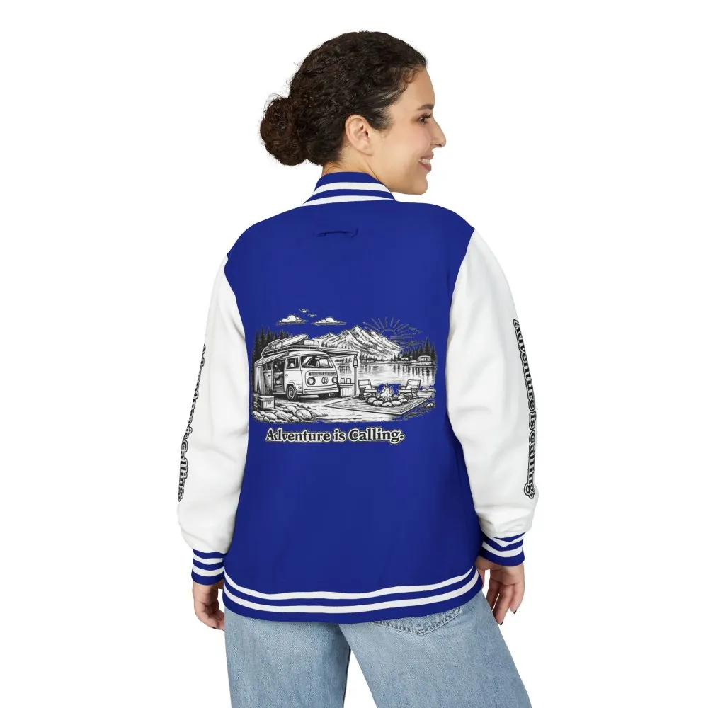 Unisex Heavyweight Letterman Jacket — "Adventure Is Calling" Travel Varsity Coat