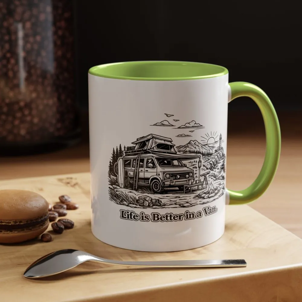 7634445746705563027_2048.jpeg Accent Coffee Mug (11, 15oz) — "Life Is Better In A Van" Design Minimal-Line