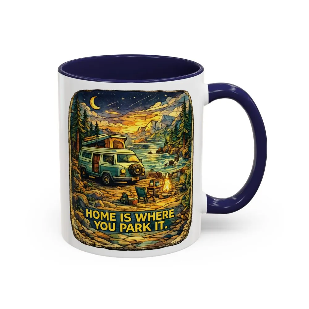 7636874754744779375_2048.jpeg Accent Coffee Mug (11, 15oz) — "Home Is Where You Park It" Design Cubic-Line