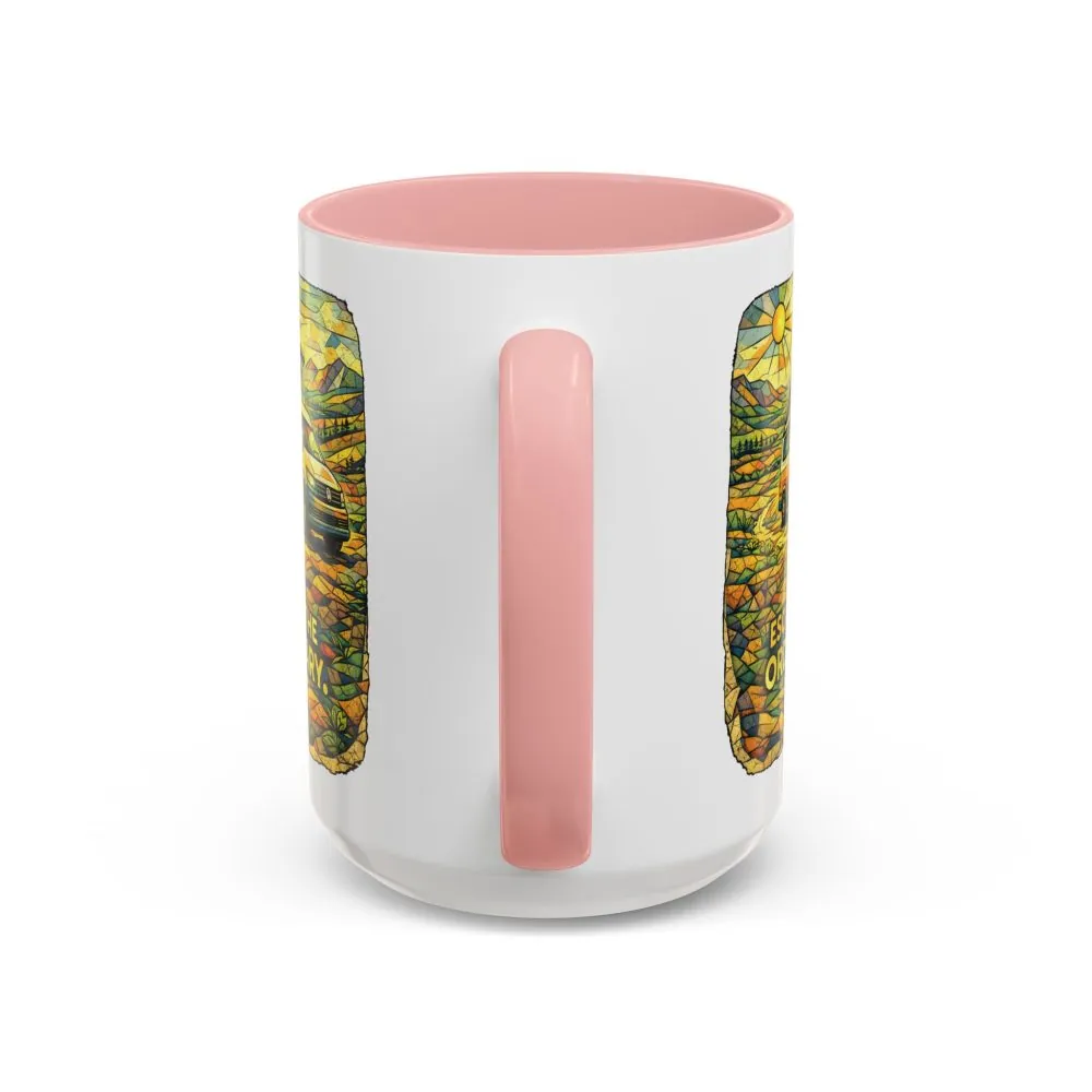 Accent Coffee Mug (11, 15oz) — "Escape The Ordinary" Design Cubic-Line