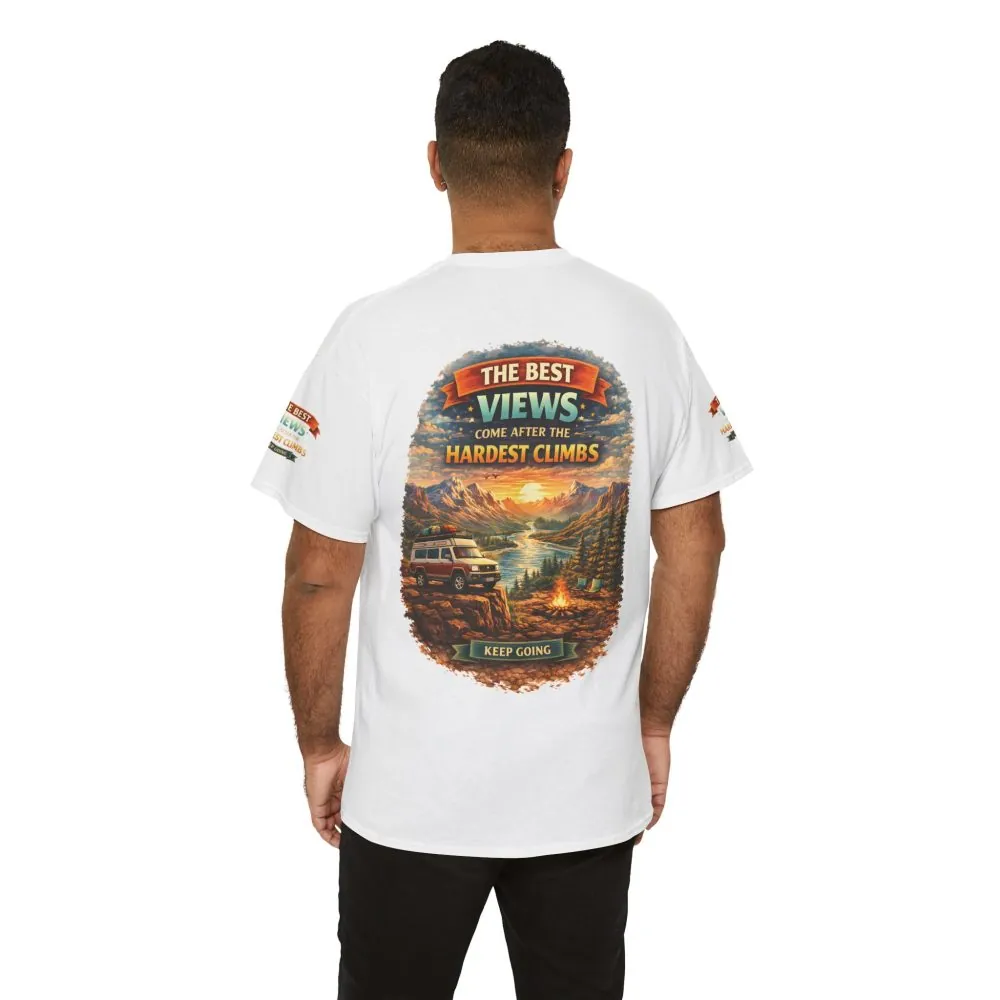 Unisex Heavy Cotton Tee — "The Best Views" Design Scenic-Line