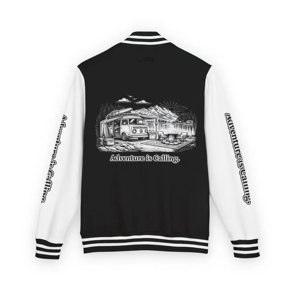 Unisex Heavyweight Letterman Jacket — "Adventure Is Calling" Travel Varsity Coat