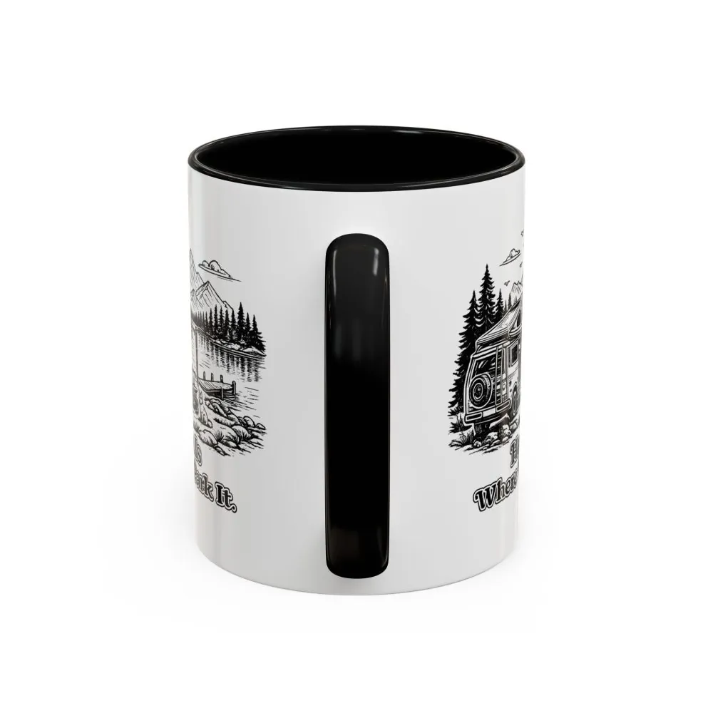 Accent Coffee Mug (11, 15oz) — "Home Is Where You Park It" Design Minimal-Line