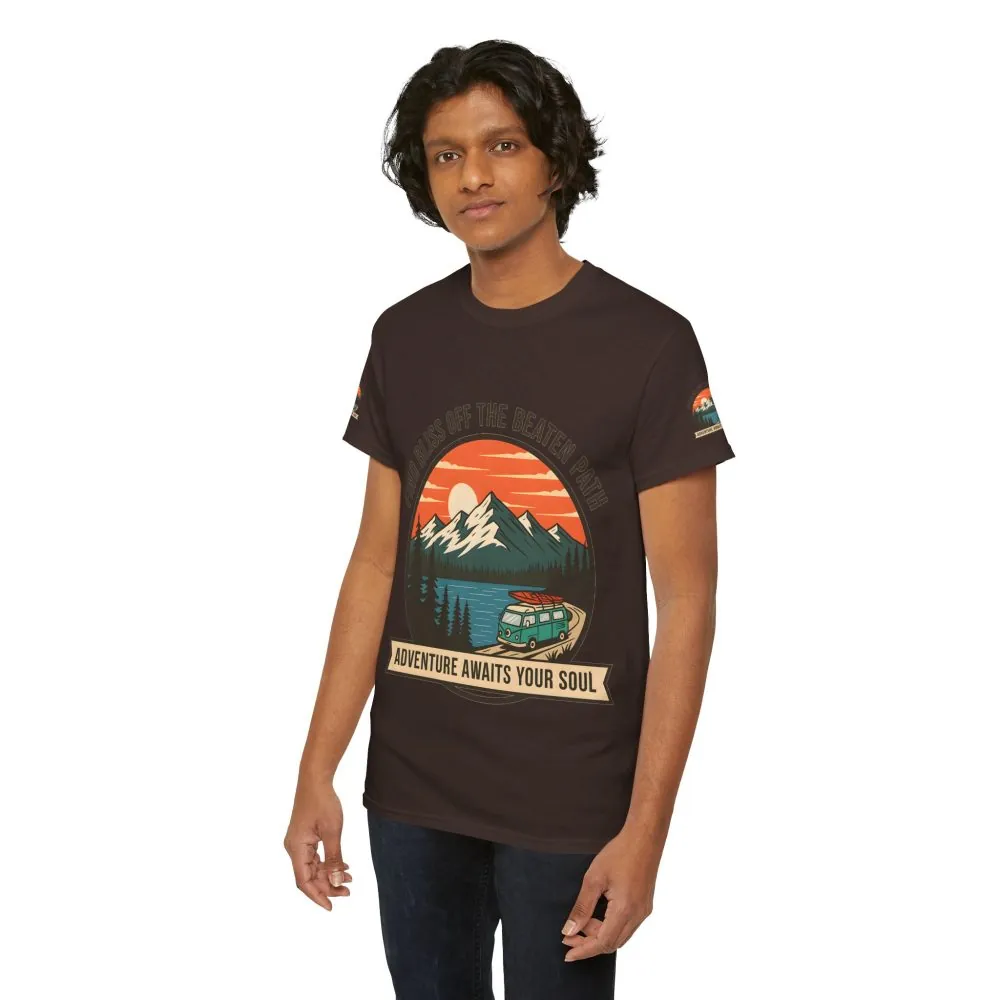 7654959765607188462_2048.jpeg Unisex Heavy Cotton Tee — "Find Bliss Off the Beaten Path" Mountain & Camper T‑Shirt