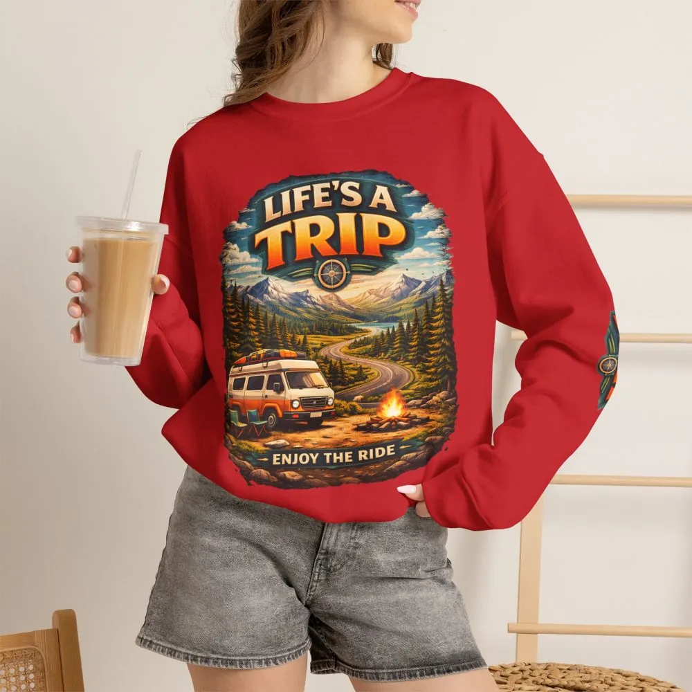 Unisex Heavy Blend™ Crewneck Sweatshirt — "Life s A Trip" Design Scenic-Line