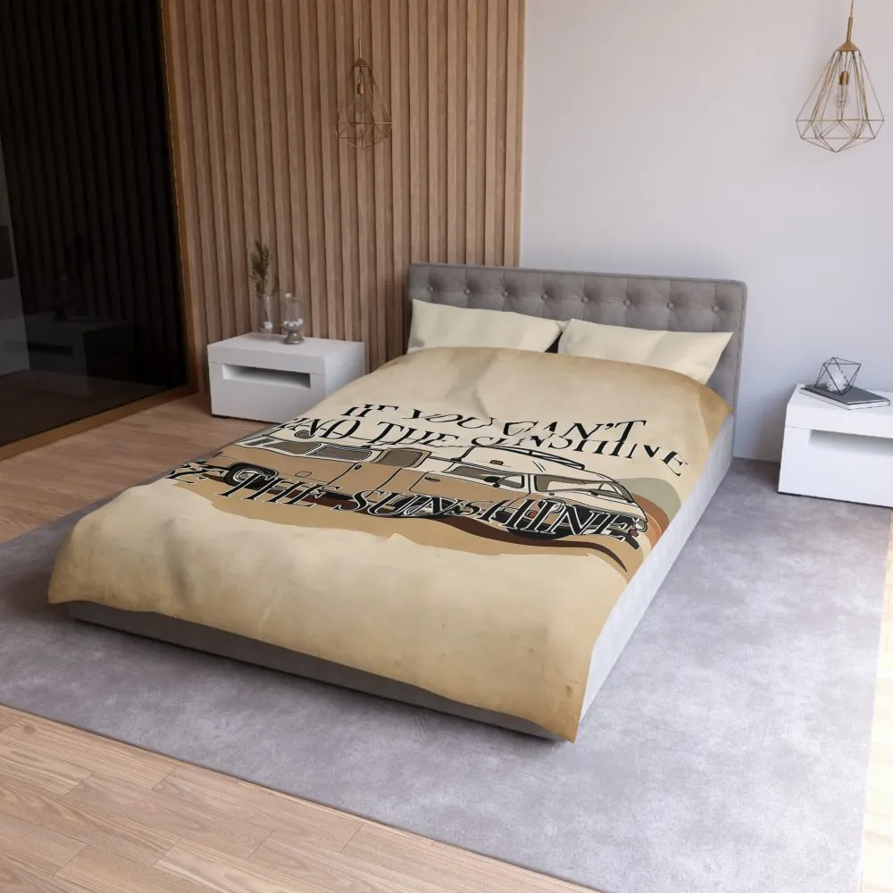 Duvet Cover - 'If You Can't Find the Sunshine, Be the Sunshine' Vintage Camper Bedding