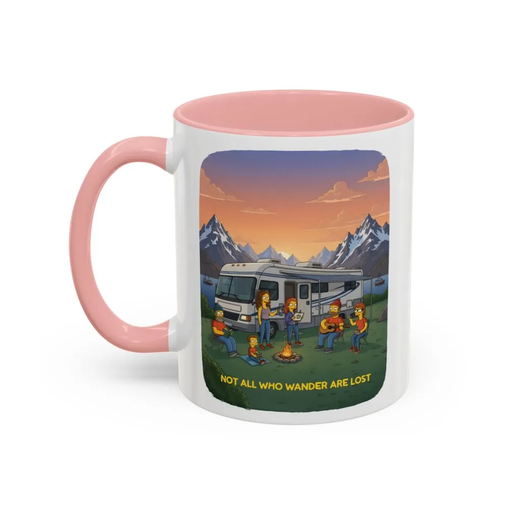 Accent Coffee Mug (11, 15oz) — "Not All Who Wander Are Lost" Design Sitcom-Line